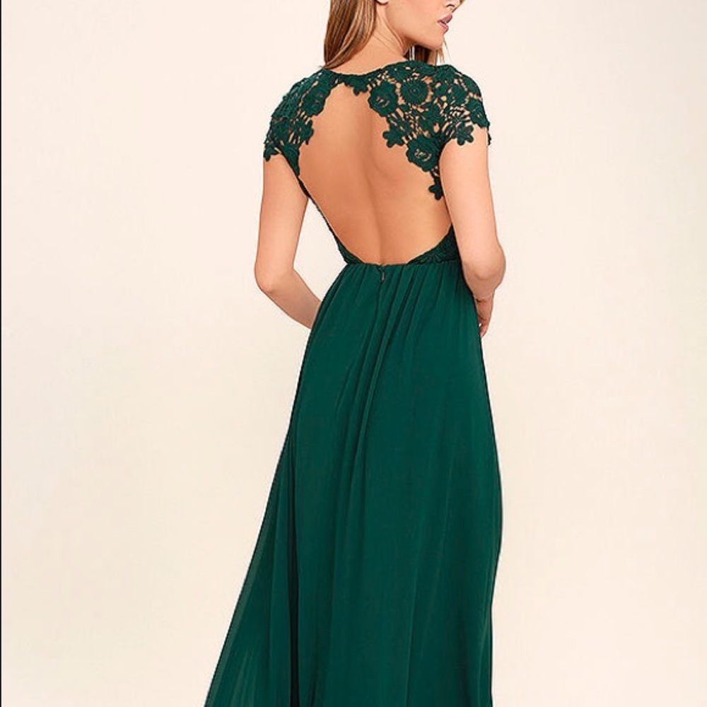 Lulu’s the Greatest Forest Green Lace Maxi Dress